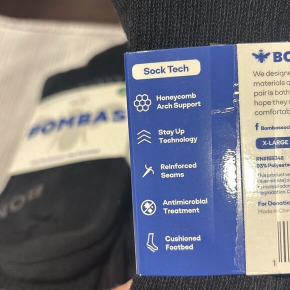 NIP New Bombas Lot of 6 Pair Black Half Calf Gray Crew Socks Size XL - Picture 4 of 5